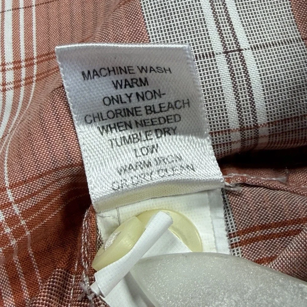 Banana Republic Burnt Orange/White Plaid Button Down Shirt L Slim Long Sleeve